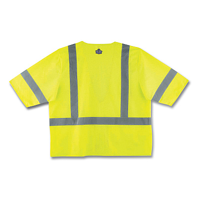 ergodyne GloWear 8320Z Class 3 Standard Zipper Vest, Polyester, Largel/X-Large, Lime (EGO22125)