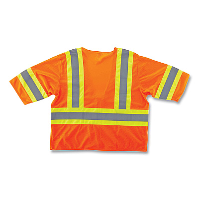 ergodyne GloWear 8330Z Class 3 Two-Tone Zipper Vest, Polyester, Small/Medium, Orange (EGO22173)