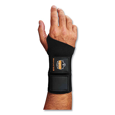 ergodyne ProFlex 675 Ambidextrous Double Strap Wrist Support, Large, Fits Left/Right Hand, Black (EGO16624)