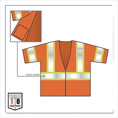 ergodyne GloWear 8330Z Class 3 Two-Tone Zipper Vest, Polyester, 2X-Large/3X-Large, Orange (EGO22177)