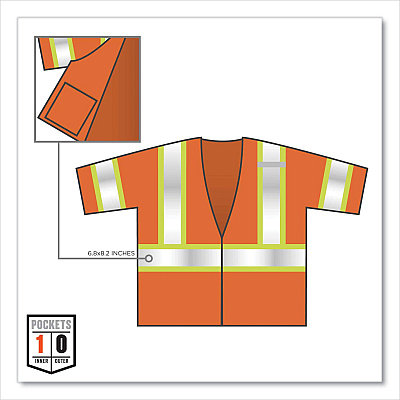 ergodyne GloWear 8330Z Class 3 Two-Tone Zipper Vest, Polyester, Small/Medium, Orange (EGO22173)