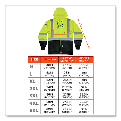 ergodyne GloWear 8372 ZipUp HiVis Class 3 Zip Hooded Sweatshirt with Black Bottom, Polar Fleece, Lime, Large (EGO21844)