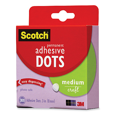 Scotch Mounting Adhesive Dots, 0.3" dia, Transparent, 300/Pack (MMM70005077485)
