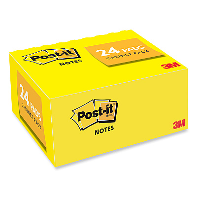 Post-it Notes Original Pads in Canary Yellow, Value Pack, 1.38" x 1.88", 100 Sheets/Pad, 24 Pads/Pack (MMM65324VAD)