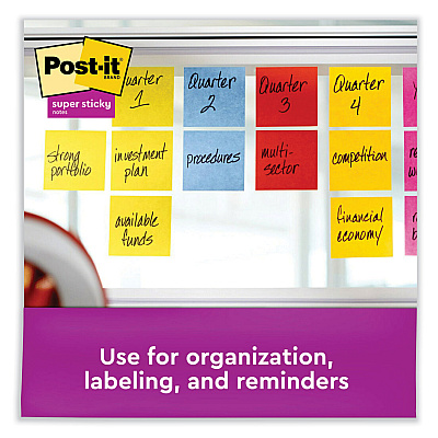 Post-it Notes Super Sticky Self-Stick Notes, 3" x 3", Saffron Red, 90 Sheets/Pad, 5 Pads/Pack (MMM6545SSRR)