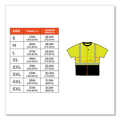 ergodyne GloWear 8280BK Class 2 Performance T-Shirt with Black Bottom, Polyester, Small, Lime (EGO22532)