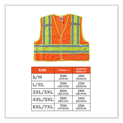 ergodyne GloWear 8245PSV Class 2 Public Safety Vest, Polyester, Large/X-Large, Orange (EGO23385)