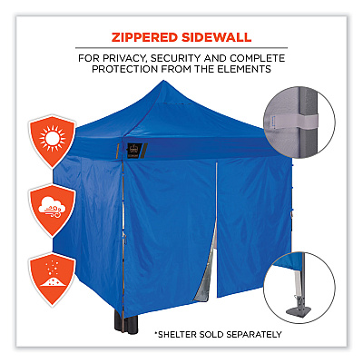 ergodyne Shax 6054 Pop-Up Tent Sidewall Kit, Single Skin, 10 ft x 10 ft, Polyester, Blue (EGO12985)
