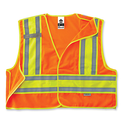 ergodyne GloWear 8245PSV Class 2 Public Safety Vest, Polyester, 4X-Large/5X-Large, Orange (EGO23389)