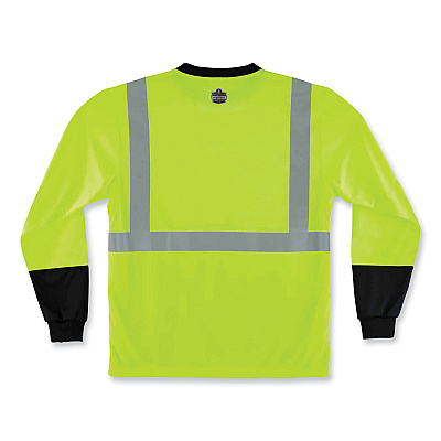 ergodyne GloWear 8291BK Type R Class 2 Black Front Long Sleeve T-Shirt, Polyester, 4X-Large, Lime (EGO22708)