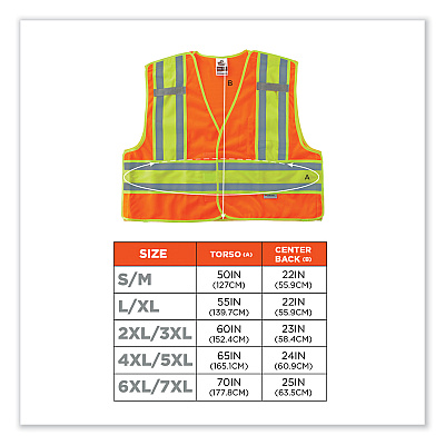 ergodyne GloWear 8245PSV Class 2 Public Safety Vest, Polyester, 6X-Large/7X-Large, Orange (EGO23390)