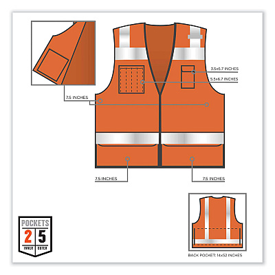 ergodyne GloWear 8253HDZ Class 2 Heavy-Duty Mesh Surveyors Vest, Polyester, Large/X-Large, Orange (EGO23315)