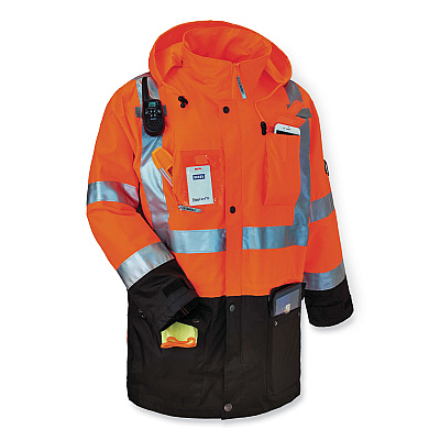 ergodyne GloWear 8386 Class 3 Hi-Vis Outer Shell Jacket, Polyester, 3X-Large, Orange (EGO25467)