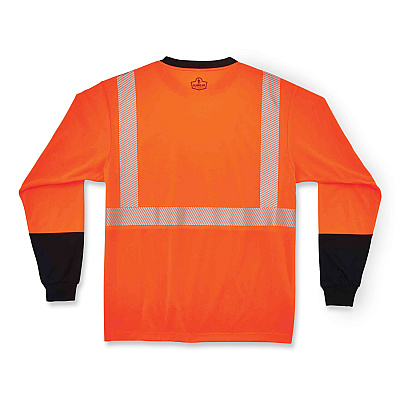 ergodyne GloWear 8281BK Class 2 Long Sleeve Shirt with Black Bottom, Polyester, X-Large, Orange (EGO22685)