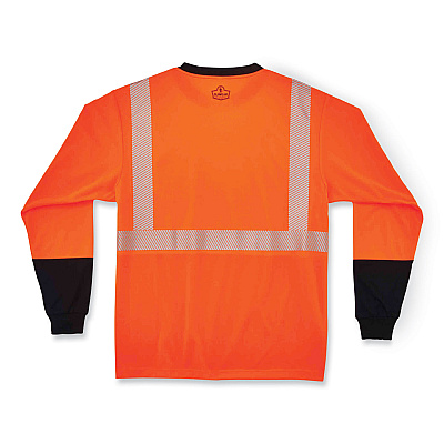 ergodyne GloWear 8281BK Class 2 Long Sleeve Shirt with Black Bottom, Polyester, 4X-Large, Orange (EGO22688)
