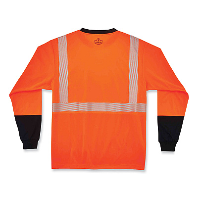 ergodyne GloWear 8281BK Class 2 Long Sleeve Shirt with Black Bottom, Polyester, 5X-Large, Orange (EGO22689)