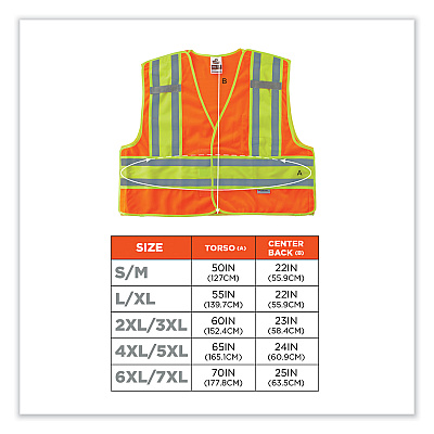 ergodyne GloWear 8245PSV Class 2 Public Safety Vest, Polyester, 2X-Large/3X-Large, Orange (EGO23387)