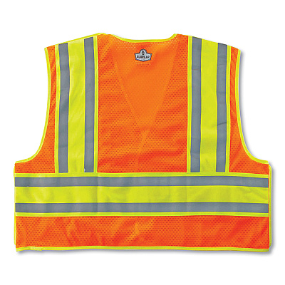ergodyne GloWear 8245PSV Class 2 Public Safety Vest, Polyester, Large/X-Large, Orange (EGO23385)