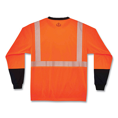 ergodyne GloWear 8281BK Class 2 Long Sleeve Shirt with Black Bottom, Polyester, Small, Orange (EGO22682)