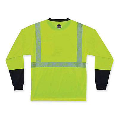 ergodyne GloWear 8281BK Class 2 Long Sleeve Shirt with Black Bottom, Polyester, Large, Lime (EGO22634)