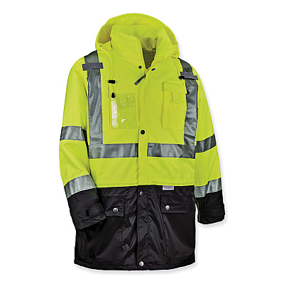 ergodyne GloWear 8386 Class 3 Hi-Vis Outer Shell Jacket, Polyester, 3X-Large, Lime (EGO25377)