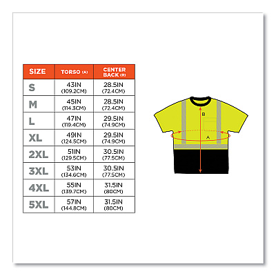 ergodyne GloWear 8280BK Class 2 Performance T-Shirt with Black Bottom, Polyester, 5X-Large, Lime (EGO22539)