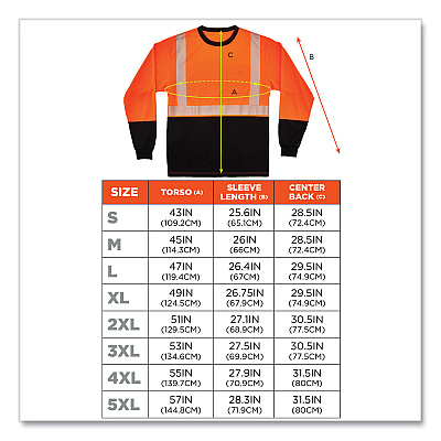 ergodyne GloWear 8281BK Class 2 Long Sleeve Shirt with Black Bottom, Polyester, Large, Orange (EGO22684)