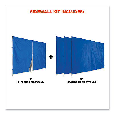 ergodyne Shax 6054 Pop-Up Tent Sidewall Kit, Single Skin, 10 ft x 10 ft, Polyester, Blue (EGO12985)