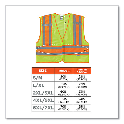 ergodyne GloWear 8245PSV Class 2 Public Safety Vest, Polyester, 4X-Large/5X-Large, Lime (EGO23399)