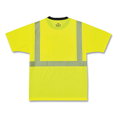 ergodyne GloWear 8280BK Class 2 Performance T-Shirt with Black Bottom, Polyester, 5X-Large, Lime (EGO22539)