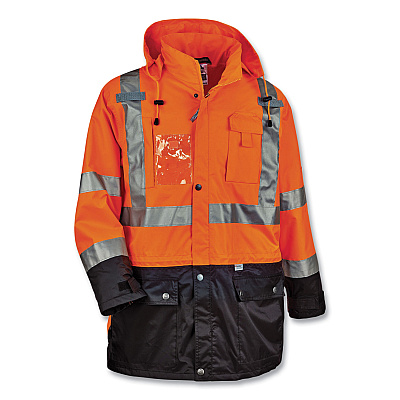 ergodyne GloWear 8386 Class 3 Hi-Vis Outer Shell Jacket, Polyester, 3X-Large, Orange (EGO25467)