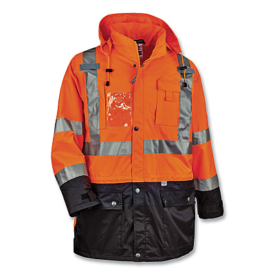 ergodyne GloWear 8386 Class 3 Hi-Vis Outer Shell Jacket, Polyester, 4X-Large, Orange (EGO25468)