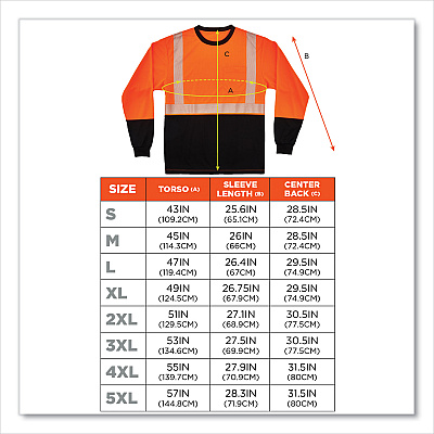 ergodyne GloWear 8281BK Class 2 Long Sleeve Shirt with Black Bottom, Polyester, Medium, Orange (EGO22683)