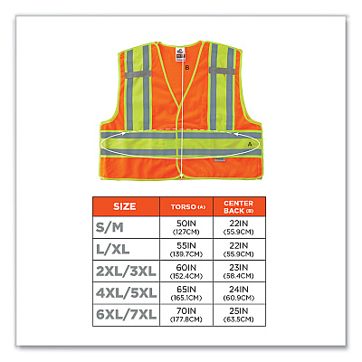 ergodyne GloWear 8245PSV Class 2 Public Safety Vest, Polyester, Small/Medium, Orange (EGO23383)