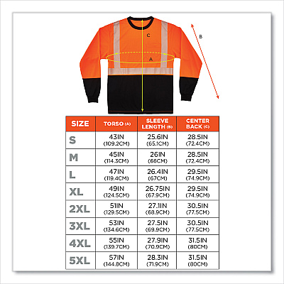 ergodyne GloWear 8281BK Class 2 Long Sleeve Shirt with Black Bottom, Polyester, Small, Orange (EGO22682)