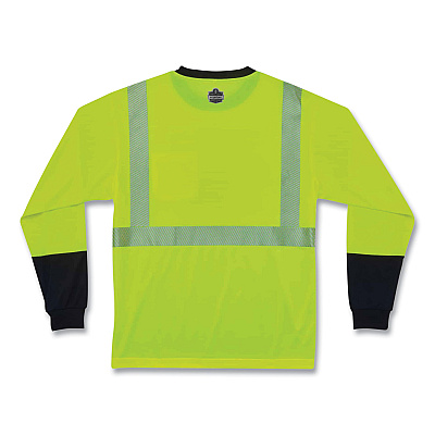 ergodyne GloWear 8281BK Class 2 Long Sleeve Shirt with Black Bottom, Polyester, 5X-Large, Lime (EGO22639)