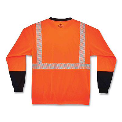 ergodyne GloWear 8281BK Class 2 Long Sleeve Shirt with Black Bottom, Polyester, 2X-Large, Orange (EGO22686)