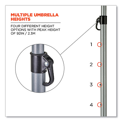ergodyne Shax 6199 Lightweight Work Umbrella Stand Kit, 7.5 ft dia x 92" Tall, Polyester/Steel, Lime (EGO12969)