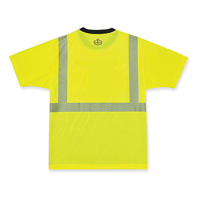 ergodyne GloWear 8280BK Class 2 Performance T-Shirt with Black Bottom, Polyester, Large, Lime (EGO22534)