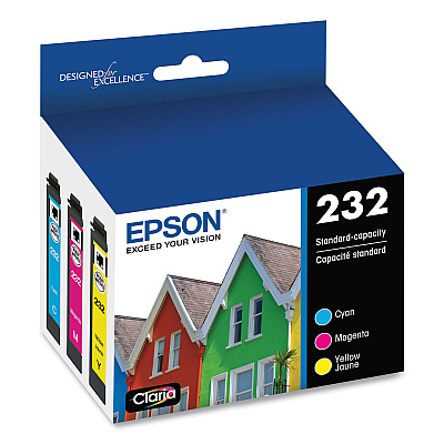 Epson T232520S (T232) Claria Ink, 165 Page-Yield, Cyan/Magenta/Yellow