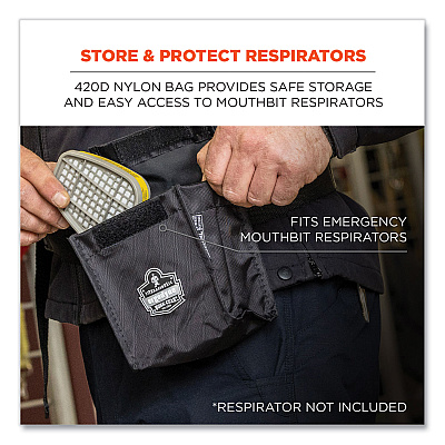 ergodyne Arsenal 5184 Mouthbit Respirator Bag, 5 x 4 x 6.5, Black (EGO13184)