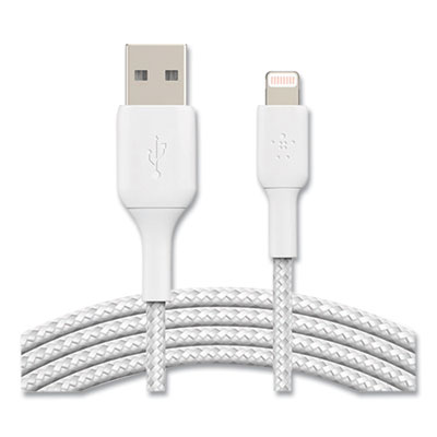 Belkin BOOST CHARGE Braided Apple Lightning to USB-A ChargeSync Cable, 3.3 ft, White (CAA002BT1MWH)