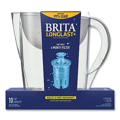 Brita Pacifica Pitcher with Longlast+ Filter, 0.63 gal, White/Clear (CLO36515)