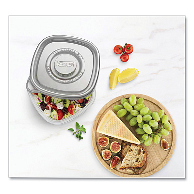 Glad Home Collection Food Storage Containers with Lids, Medium Square, 25 oz, Clear/Metallic, Plastic, 5/Pack (CLOXZA60795)
