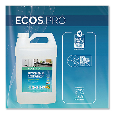 ECOS PRO Parsley Plus All-Purpose Kitchen & Bathroom Cleaner, Herbal Scent, 1 gal Bottle (EOPPL974604)