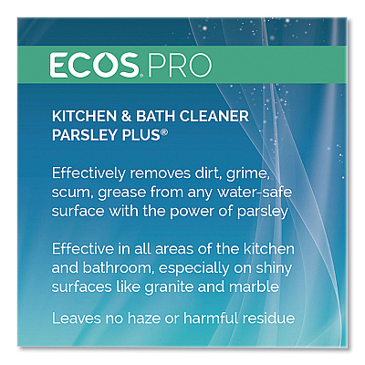 ECOS PRO Parsley Plus All-Purpose Kitchen & Bathroom Cleaner, Herbal Scent, 1 gal Bottle (EOPPL974604)