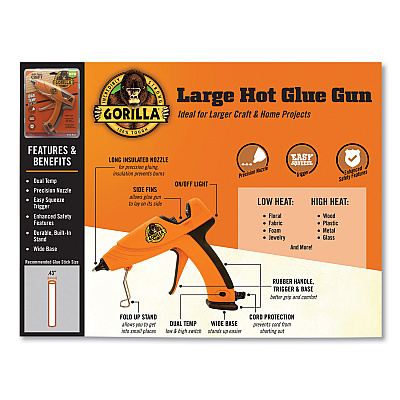 Gorilla Dual Temp Hot Glue Gun, Orange/Black (GOR100424)