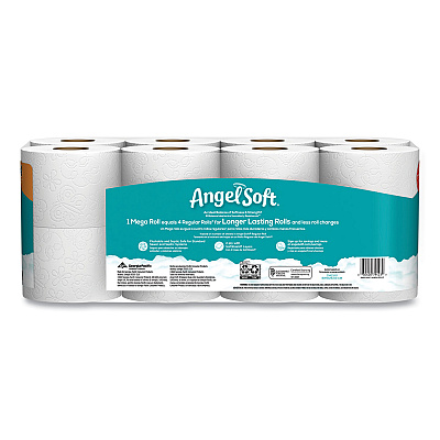Angel Soft Mega Toilet Paper, Septic Safe, 2-Ply, White, 320 Sheets/Roll, 16 Rolls/Pack (GPC7942301)