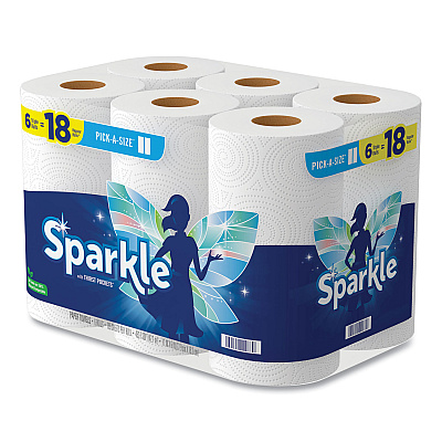 Sparkle Pick-A-Size Perforated Kitchen Triple Roll Towels with Thirst Pockets, 2-Ply, 11 x 6, White, 165 Sheets/Roll, 6 Rolls/Pack (GPC22269501)