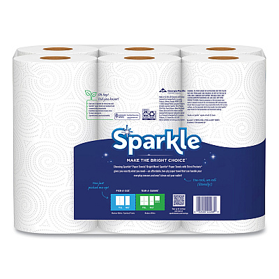 Sparkle Pick-A-Size Perforated Kitchen Triple Roll Towels with Thirst Pockets, 2-Ply, 11 x 6, White, 165 Sheets/Roll, 6 Rolls/Pack (GPC22269501)